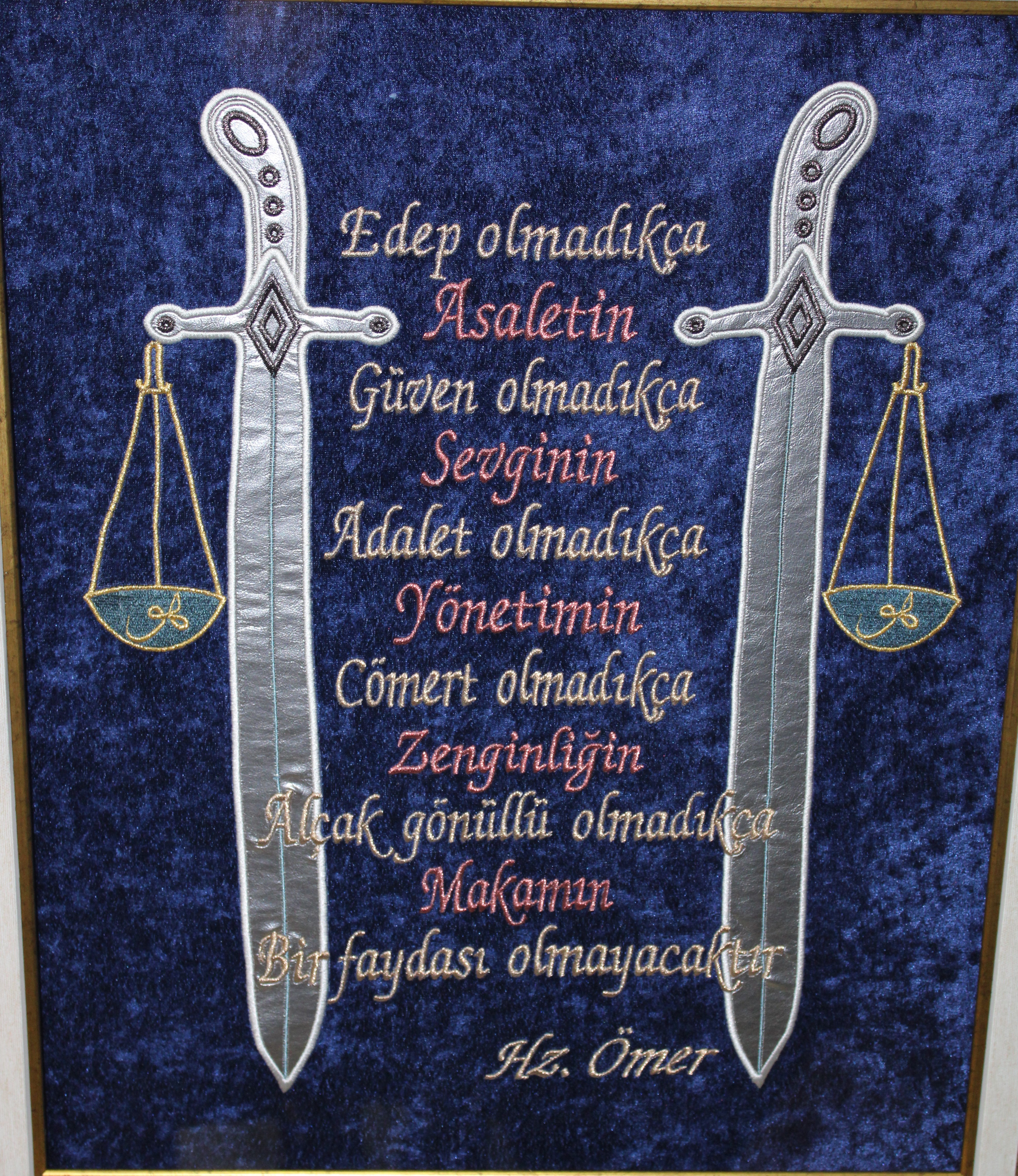 HZ. ÖMER SÖZLERİ NAKIŞLI TABLO