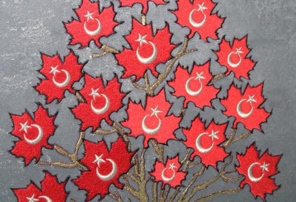 Ecdadın İzinde: 16 Çınar Yaprağıyla Şeyh Edebali Sözlü Nakışlı Anlamlı Tablo