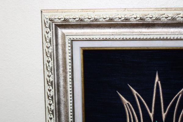 İpek Kadife Üzerine Lale formunda Maşallah Nakışlı Hat Tablo/Hediyelik Tablo